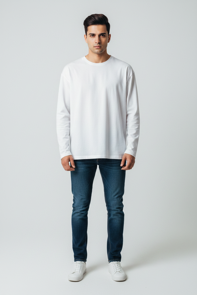 Front facing - white oversized tee