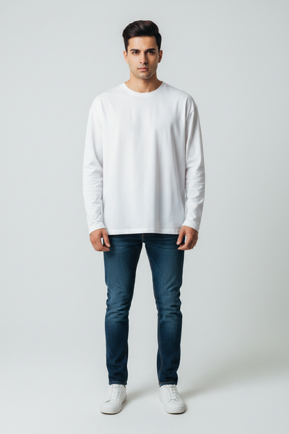 Front facing - white oversized tee