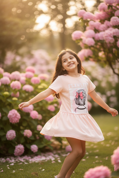 Coolbee Store – Girl in flower garden wearing peach flawless tee
