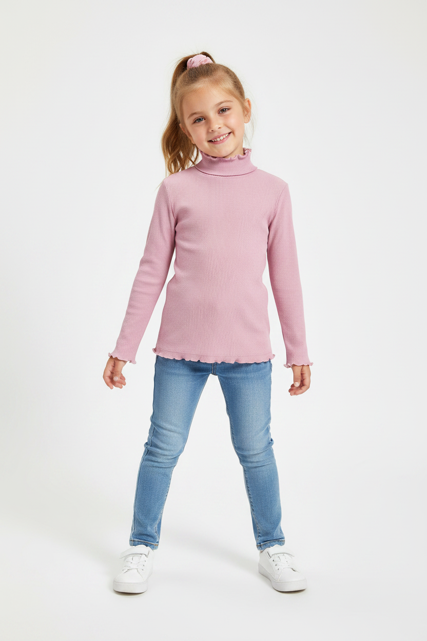 Coolbee Store – Girl in studio wearing pink turtleneck