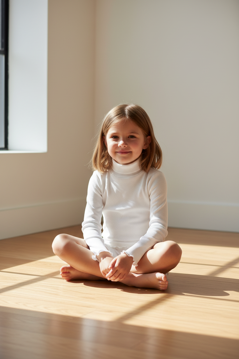 Coolbee Store – Girl indoors wearing white turtleneck