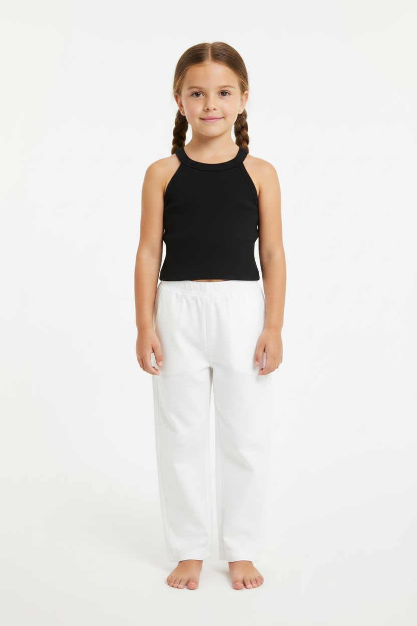 Coolbee Store – Girl on white background wearing black ribbed sleeveless top