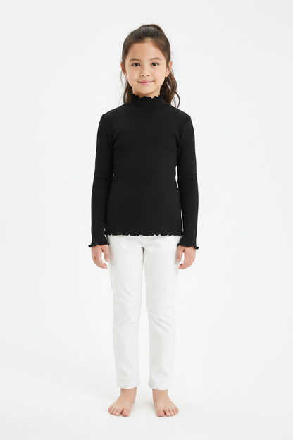 Coolbee Store – Girl on white background wearing black ribbed turtleneck top