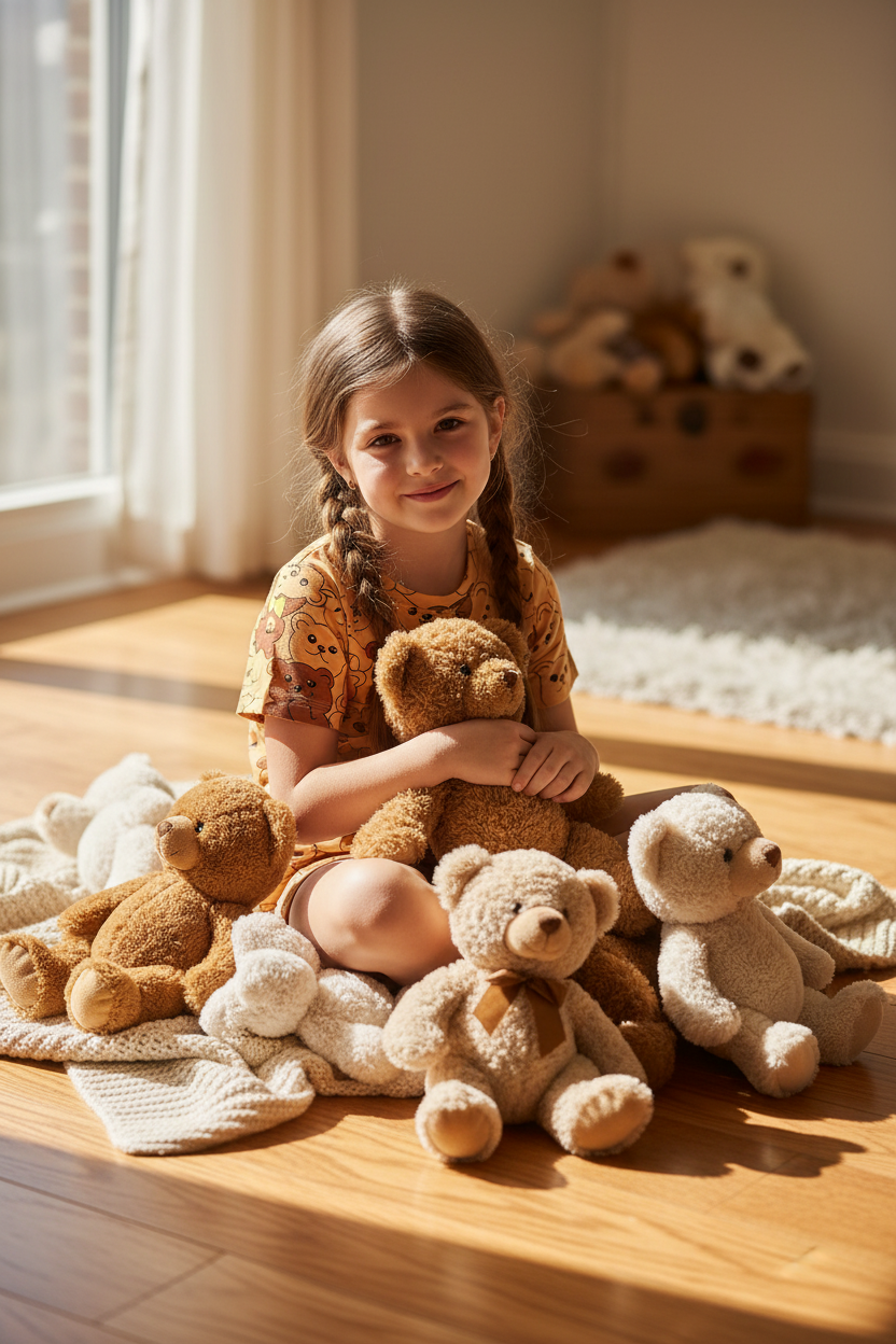 Coolbee Store – Girl with teddy bears wearing yellow teddy bear tee