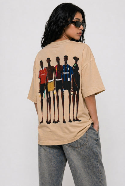 Cool Bee Matchday Abstract Tee Beige for Women - Beige Oversized Graphic Tee Streetwear India