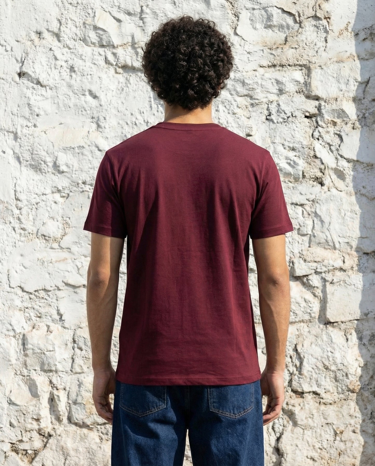 Cool Bee Essential Cotton Crew Neck T-Shirt Maroon for Men - Maroon Regular Fit Tee India - Lifestyle View