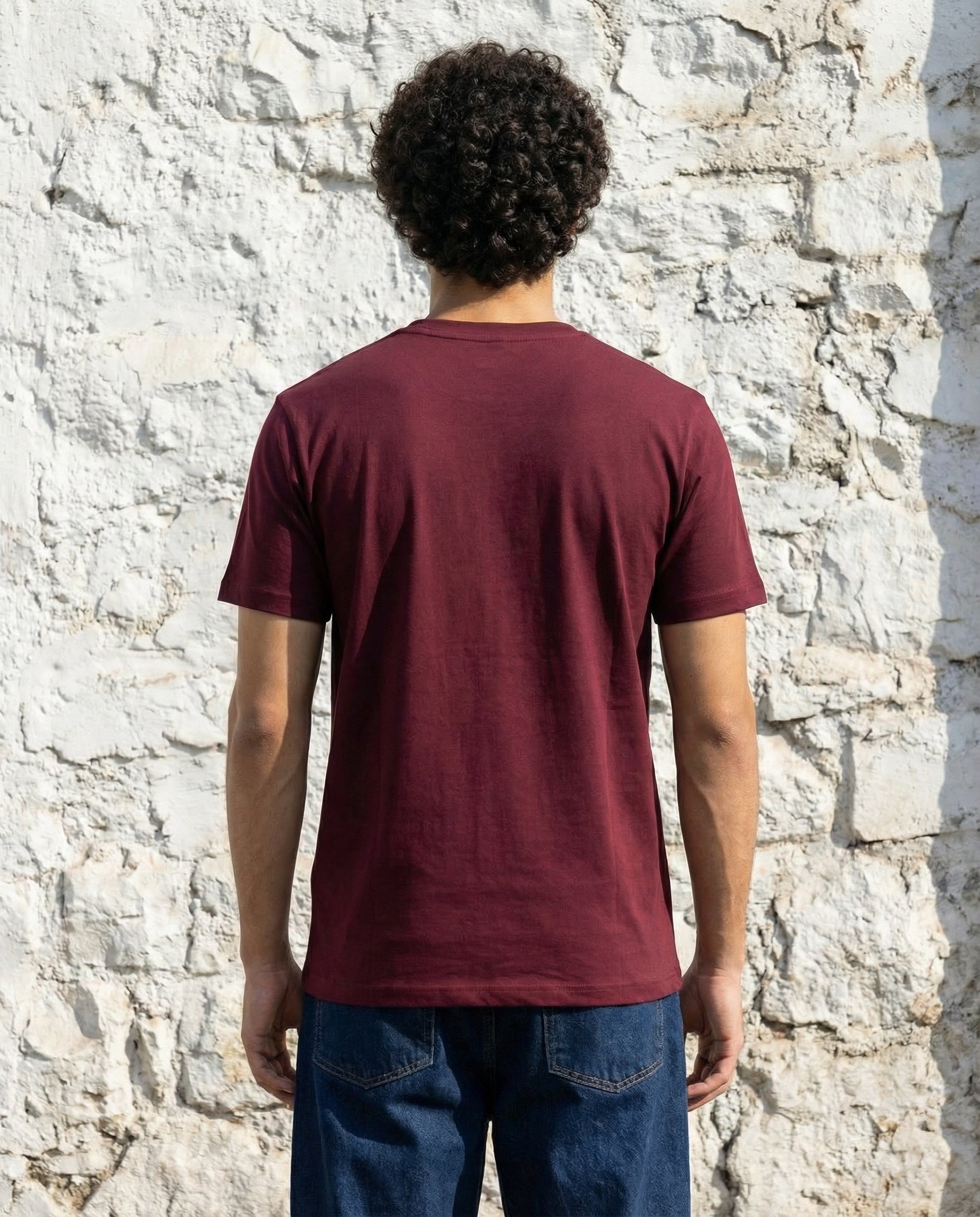 Cool Bee Essential Cotton Crew Neck T-Shirt Maroon for Men - Maroon Regular Fit Tee India - Lifestyle View