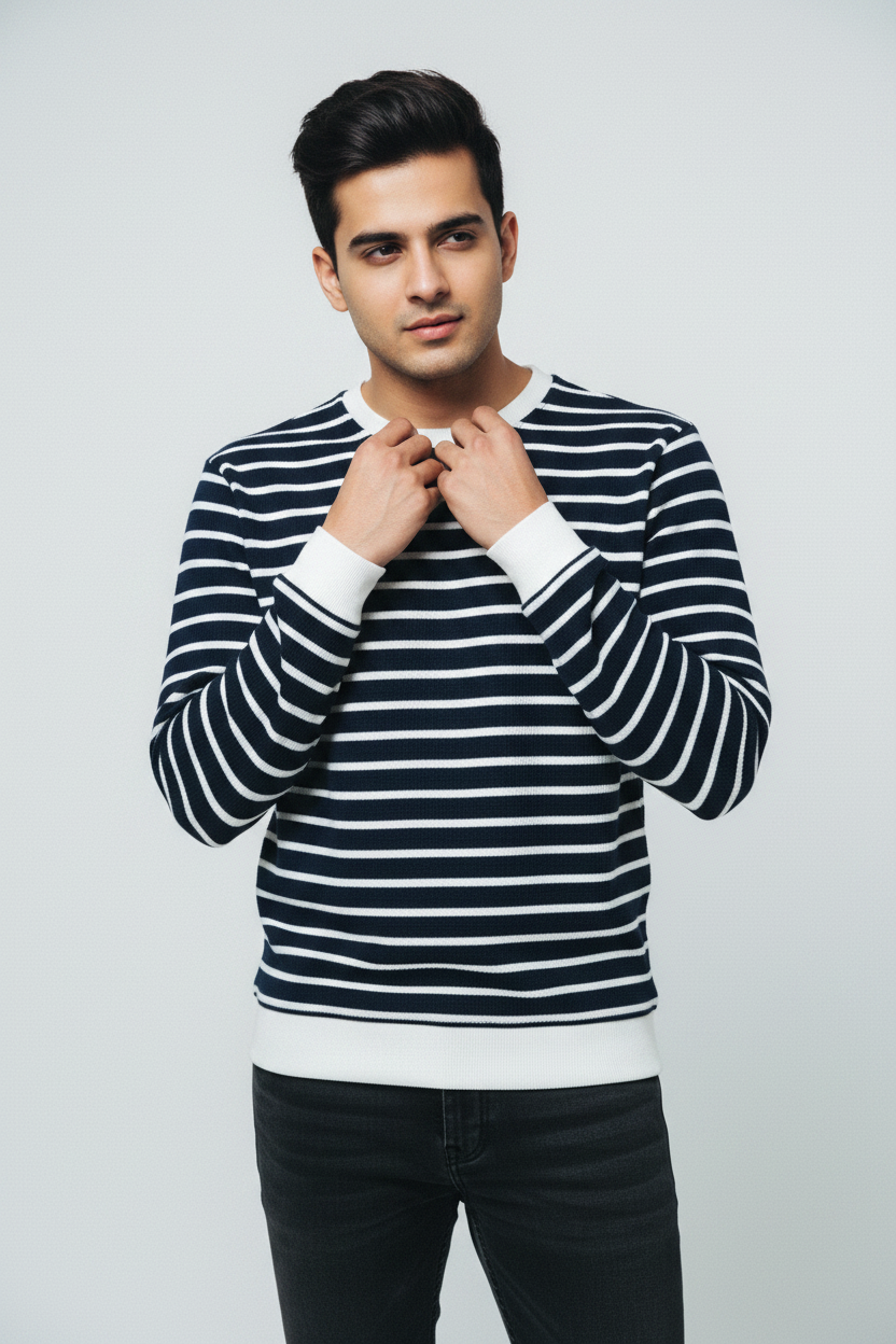 Hand on collar effortless cool