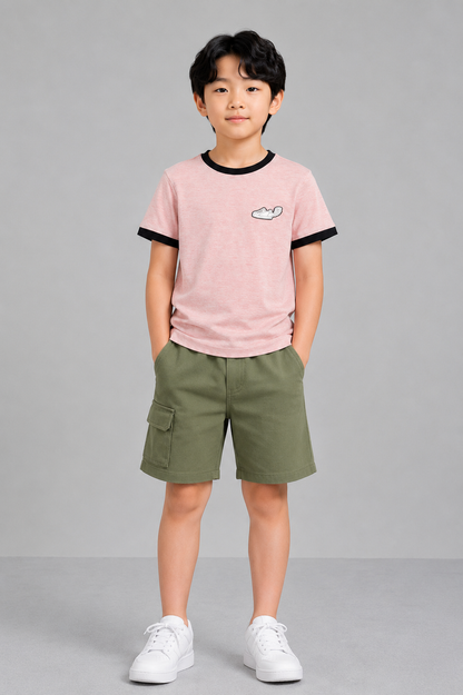 Coolbee Store Kids Boys T-Shirt - Pink (KBSSTR24) – front view