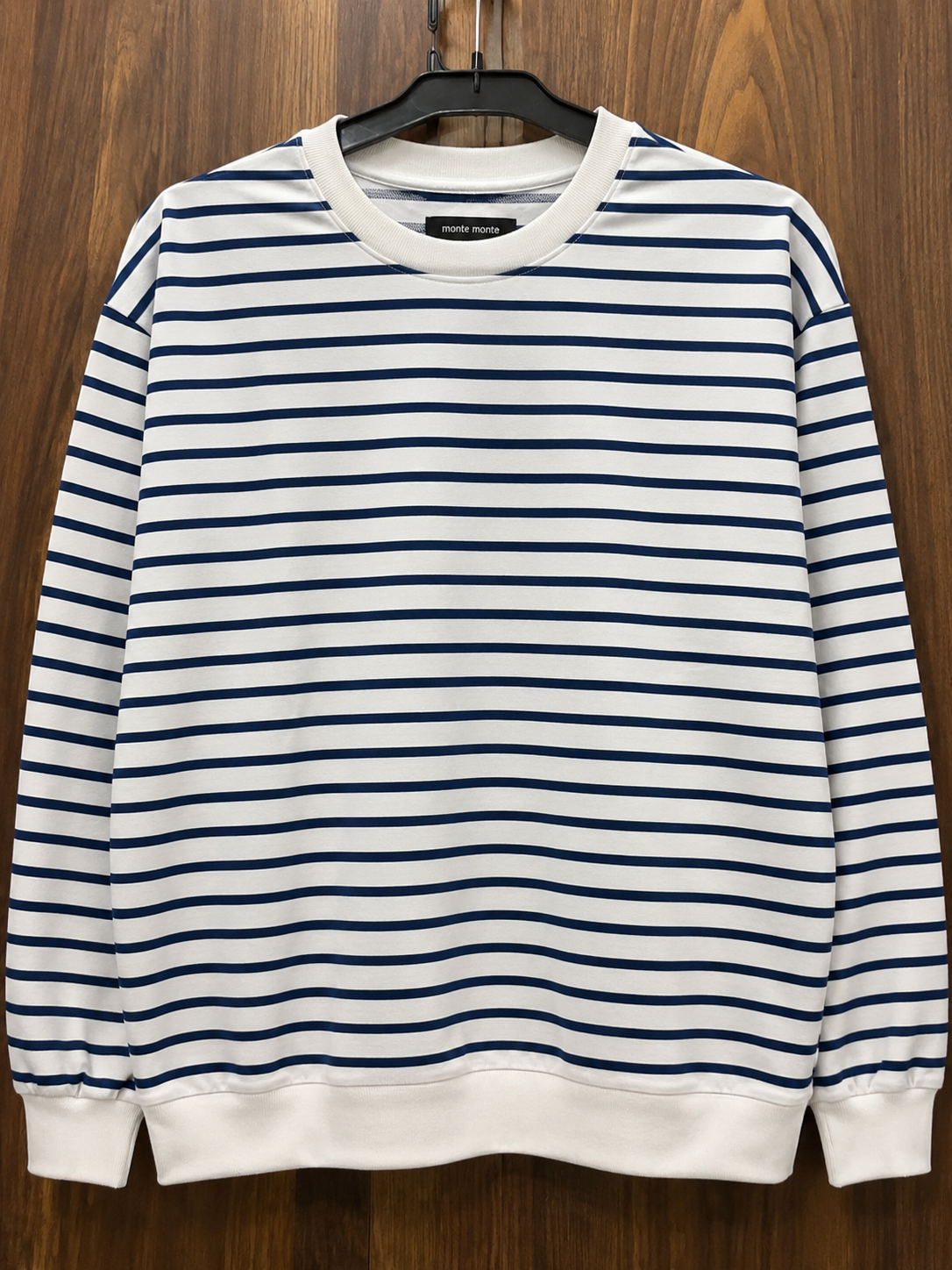 Navy Stripe Cotton Terry Full Sleeve Tee