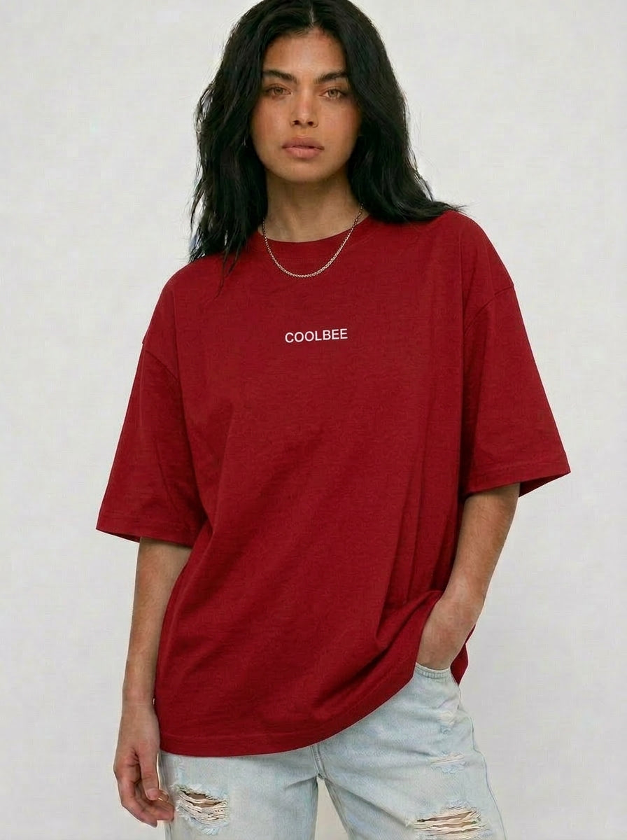 Cool Bee Midnight Muse Tee Red for Women - Oversized Graphic Tee Streetwear India - Lifestyle View