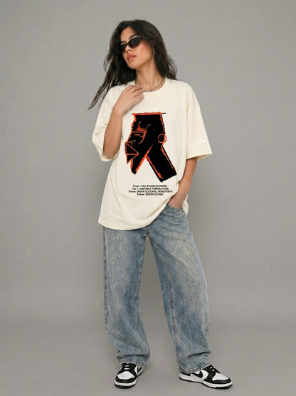 Cool Bee Urban Nomad Tee White for Women - Oversized Graphic Tee Streetwear India - Lifestyle View