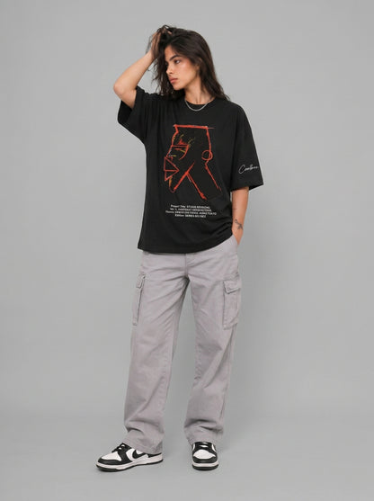 Cool Bee Urban Nomad Tee Black for Women - Oversized Graphic Tee Streetwear India - Lifestyle View
