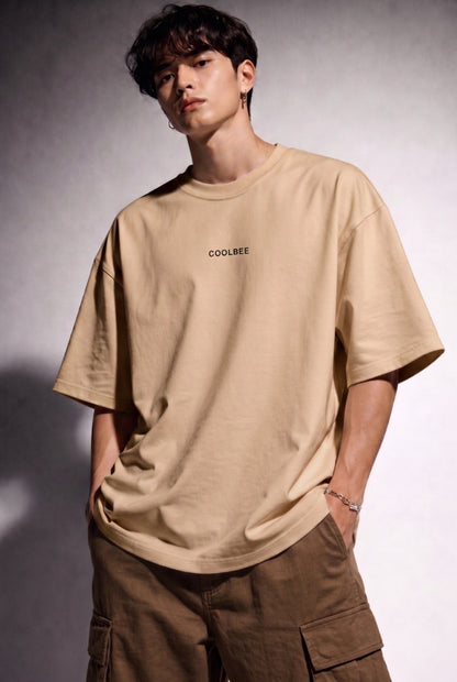 Cool Bee Matchday Abstract Tee Beige for Men - Beige Oversized Graphic Tee Streetwear India - Back View