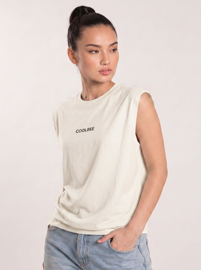 Cool Bee Women Tank Tees White for Women - Tank Top Gym Casual India - Lifestyle View