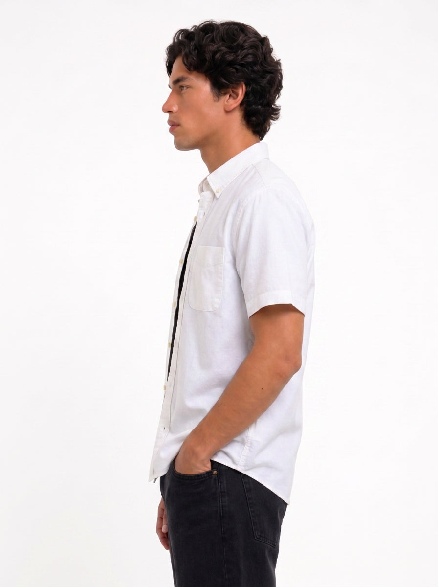Cool Bee Oxford Casual Half Shirt White for Men - Premium Half Sleeve Casual Shirt India - Lifestyle View