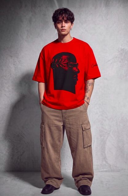 Cool Bee NeoClassic Graphic Tee Red for Men - Red Oversized Graphic Tee Streetwear India - Lifestyle View