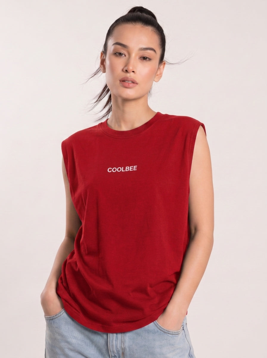 Cool Bee Women Tank Tees Red for Women - Tank Top Gym Casual India - Back View