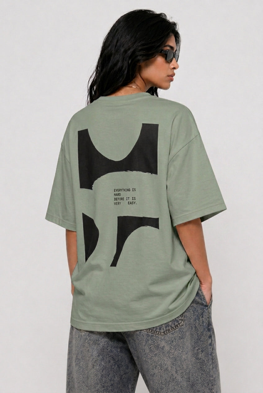 Cool Bee Perspective Graphic Tee Green for Women - Green Oversized Graphic Tee Streetwear India
