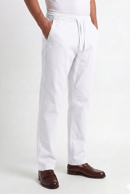 Cool Bee Linen Travel Pants White for Men - White Linen Travel Pants Lightweight India - Lifestyle View