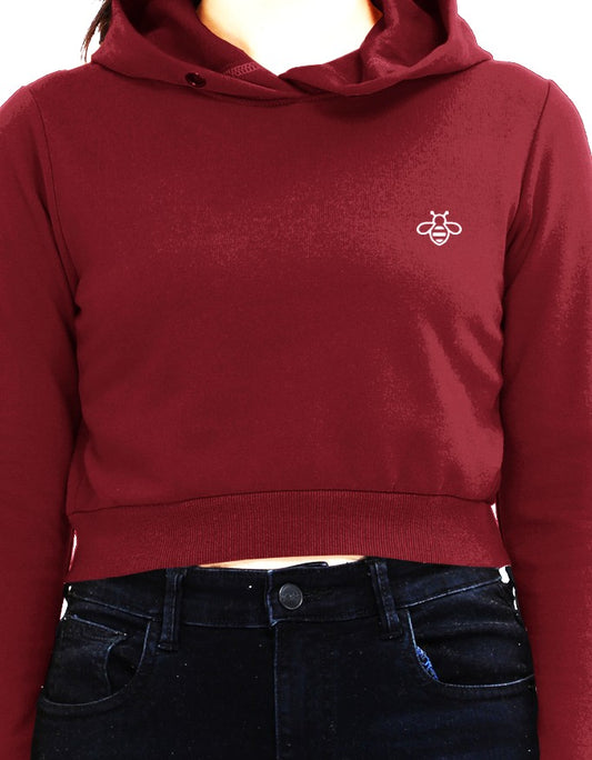Female Cropped Hoodie Maroon | Cool Bee