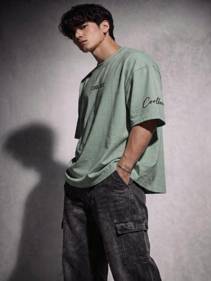 Cool Bee Orbital Drift Tee Green for Men - Green Oversized Graphic Tee Streetwear India - Lifestyle View