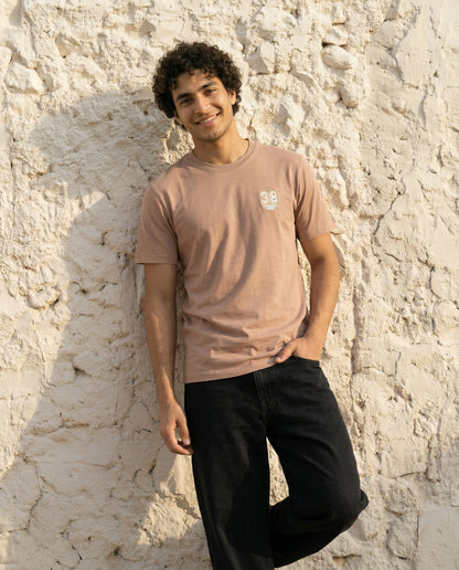 Cool Bee Essential Cotton Crew Neck T-Shirt Beige for Men - Beige Graphic Tee India - Lifestyle View