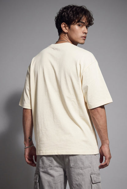 Cool Bee Glitch Portrait Tee Off White for Men - Off White Oversized Graphic Tee Streetwear India - Back View