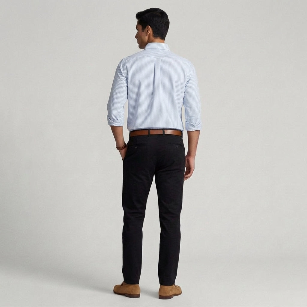 Super Premium Slim Fit Blue Striped Oxford Shirt