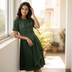 Sculptural Contrast Midi Dress – Olive Green | Cool Bee