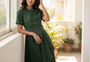 Sculptural Contrast Midi Dress – Olive Green | Cool Bee