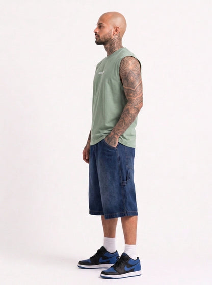Cool Bee Men Tank Tees Green for Men - Green Tank Top Gym Casual India - Detail View