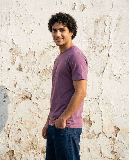 Cool Bee Essential Cotton Crew Neck T-Shirt Purple for Men - Purple Graphic Tee India - Lifestyle View