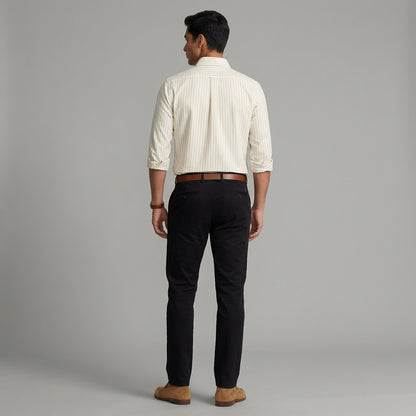 Super Premium Slim Fit Orange Striped Oxford Shirt