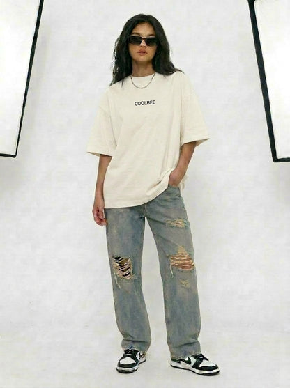 Cool Bee Orbital Drift Tee White for Women - Oversized Graphic Tee Streetwear India - Lifestyle View