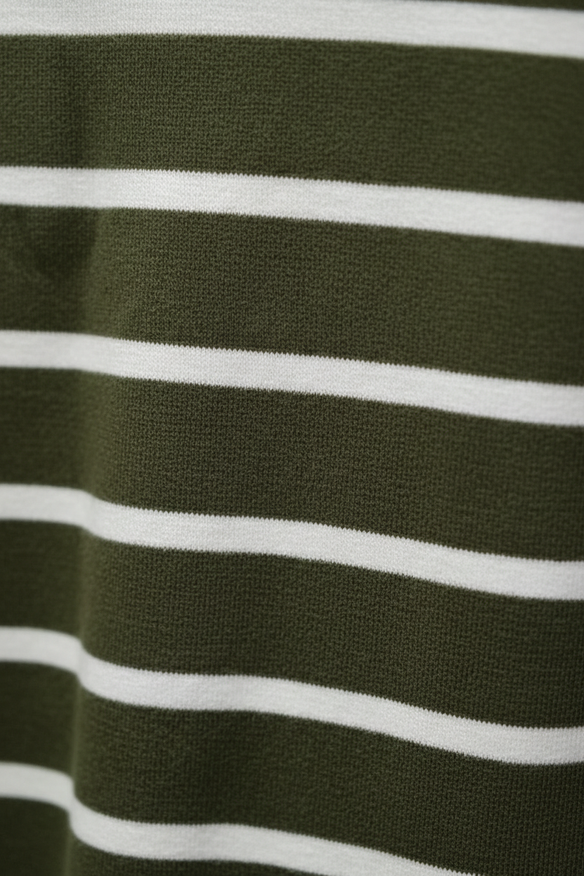 Olive stripe fabric close-up