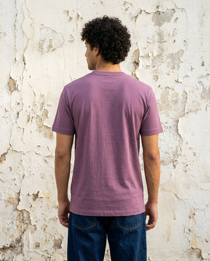 Cool Bee Essential Cotton Crew Neck T-Shirt Purple for Men - Purple Graphic Tee India - Detail View