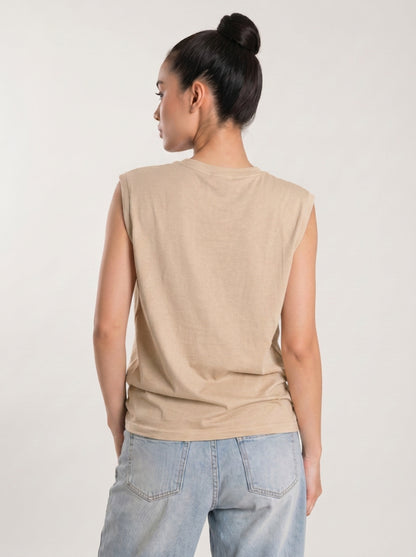 Cool Bee Women Tank Tees Beige for Women - Tank Top Gym Casual India - Lifestyle View