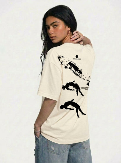 Cool Bee Orbital Drift Tee White for Women - White Oversized Graphic Tee Streetwear India