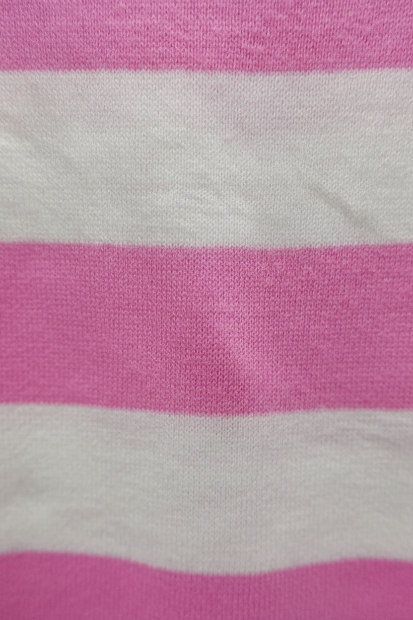 Pink white stripe fabric close-up macro