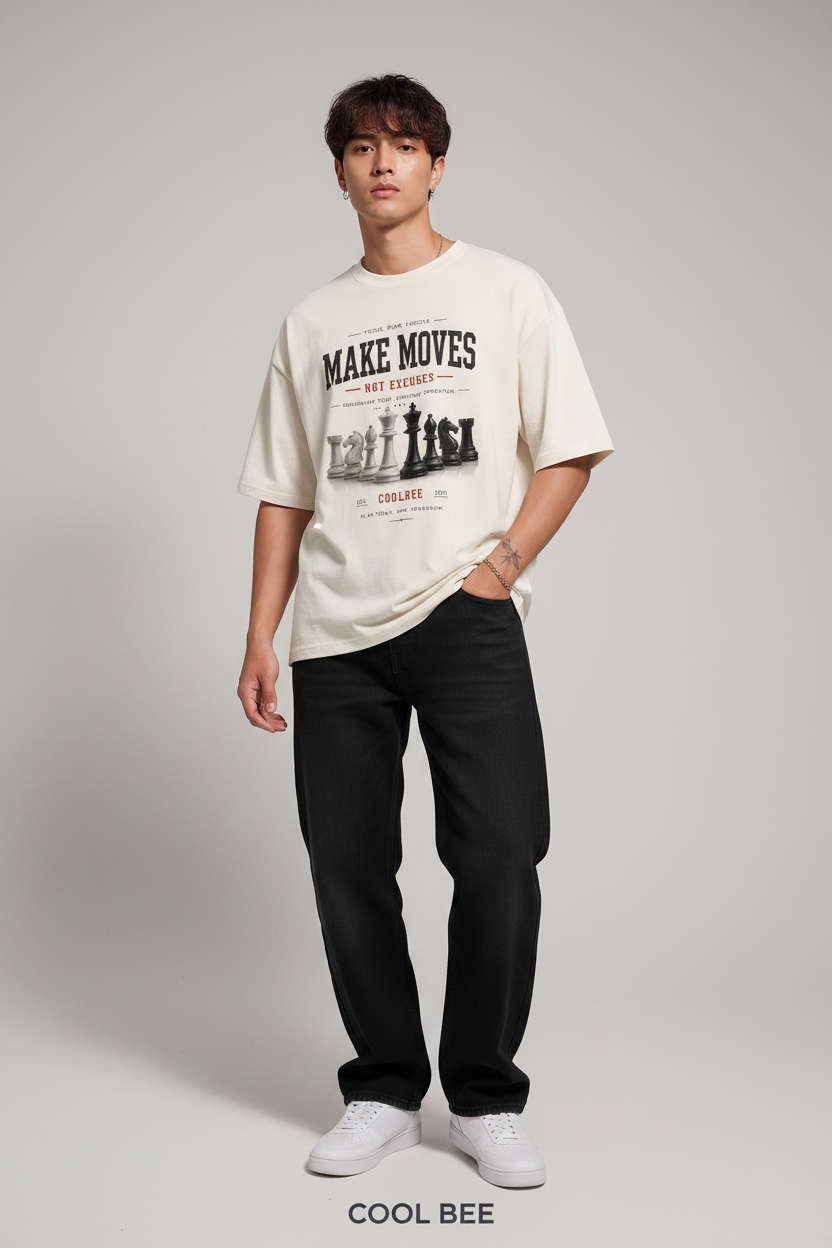 Cool Bee Theory Tee White for Men - White Oversized Graphic Tee Streetwear India - Lifestyle View