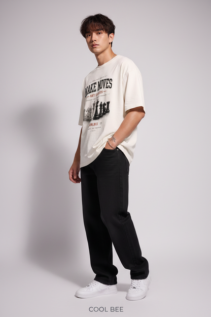 Cool Bee Theory Tee White for Men - White Oversized Graphic Tee Streetwear India - Lifestyle View