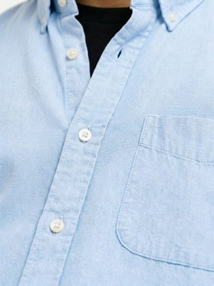Cool Bee Oxford Casual Half Shirt Blue for Men - Premium Half Sleeve Casual Shirt India - Lifestyle View