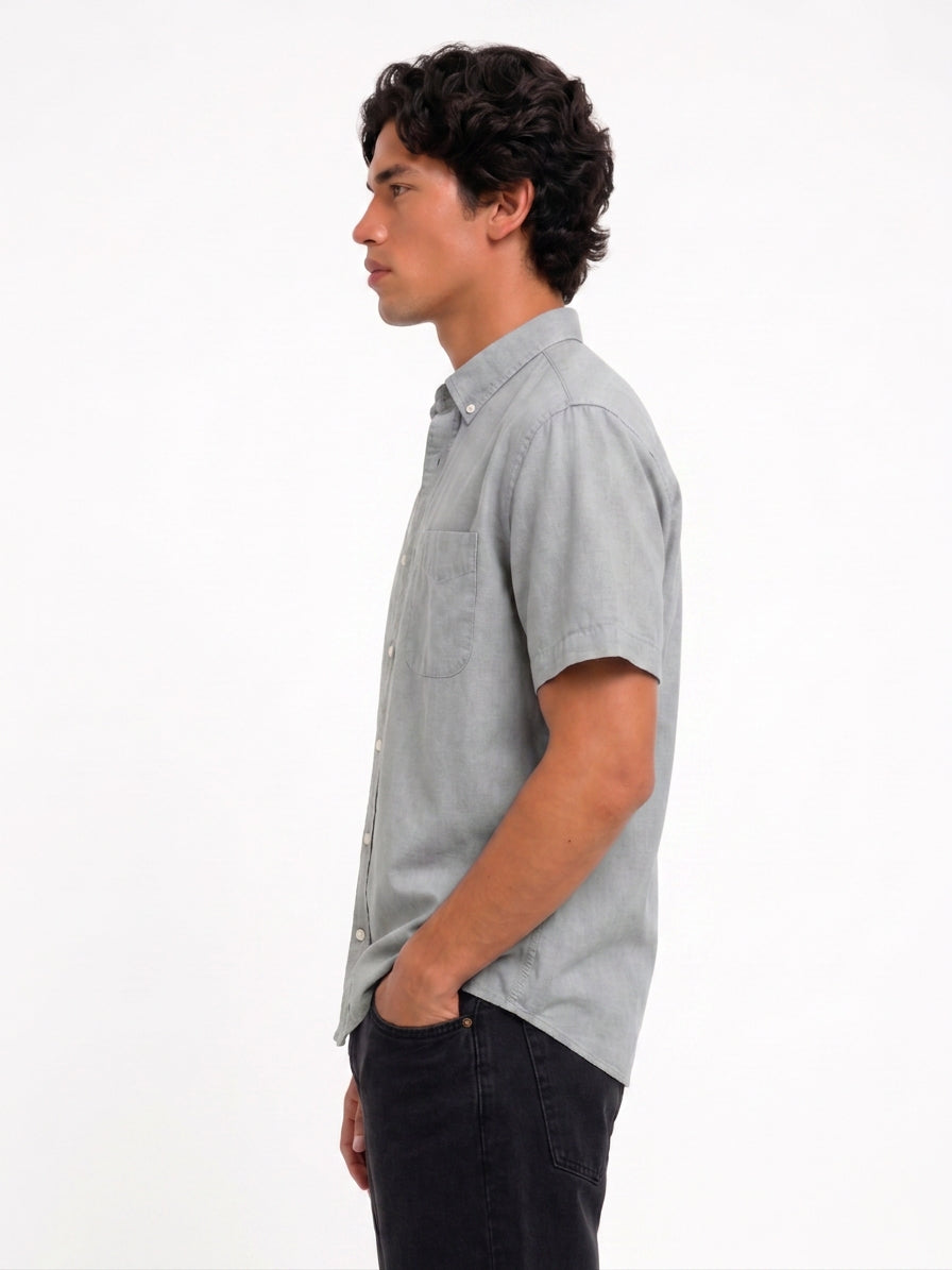 Cool Bee Oxford Casual Half Shirt Grey for Men - Premium Half Sleeve Casual Shirt India - Lifestyle View