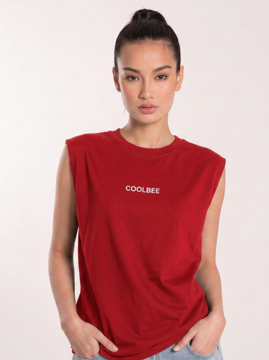Cool Bee Women Tank Tees Red for Women - Red Tank Top Gym Casual India