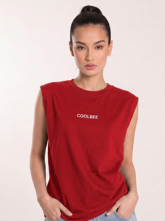 Cool Bee Women Tank Tees Red for Women - Red Tank Top Gym Casual India