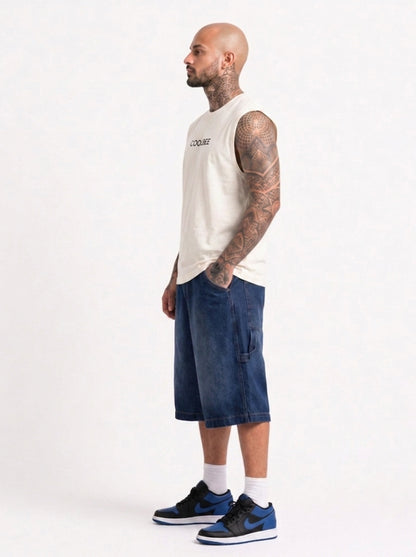Cool Bee Men Tank Tees White for Men - White Tank Top Gym Casual India - Lifestyle View
