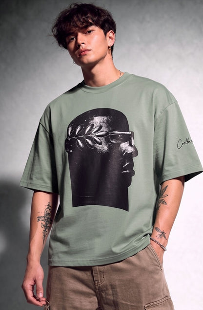 Cool Bee NeoClassic Graphic Tee Green for Men - Green Oversized Graphic Tee Streetwear India - Back View