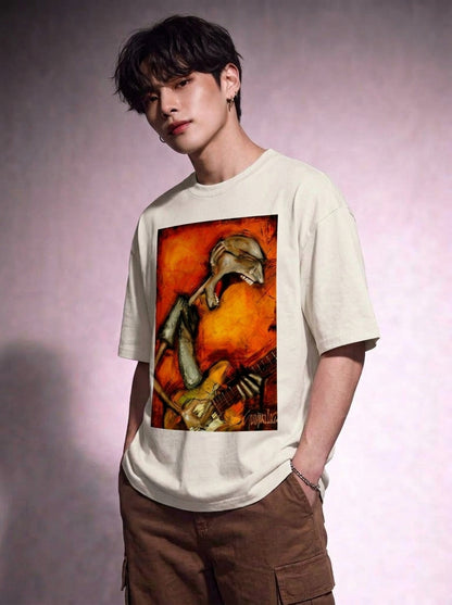 Cool Bee Canvas Chords Tee White for Men - White Oversized Graphic Tee Streetwear India - Lifestyle View