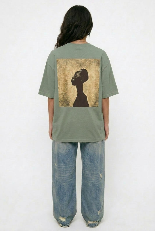 Cool Bee Silent Muse Tee Green for Women - Oversized Graphic Tee Streetwear India - Back View